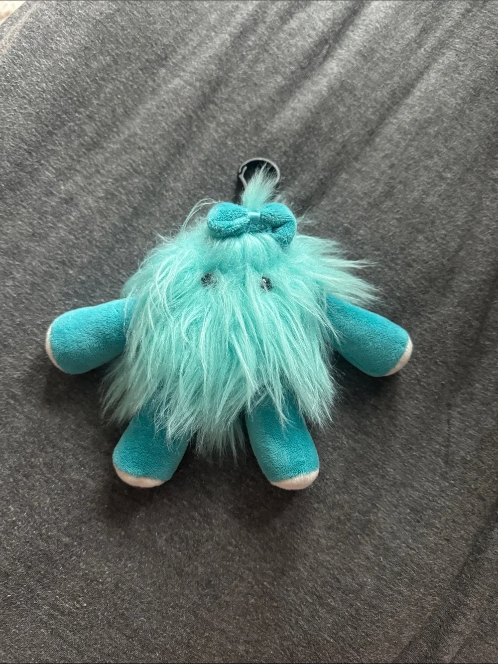 Scentsy Teal Furry Plush Bag Charm with Bow